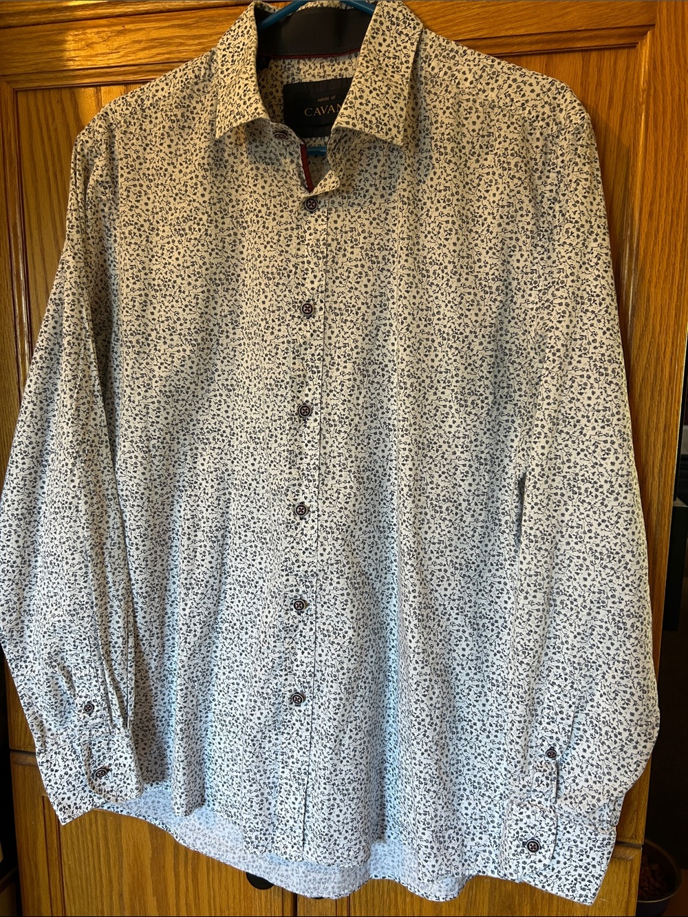 Men's White Floral-Print Button-Up Shirt